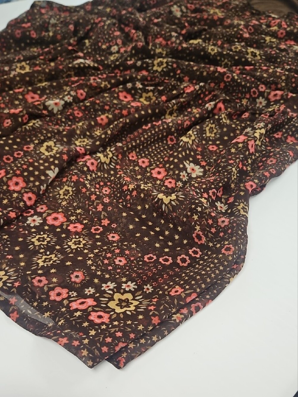 BOHEMIAN Brown Maxi Dress with Pink and Cream Floral Print - Picture 8 of 9